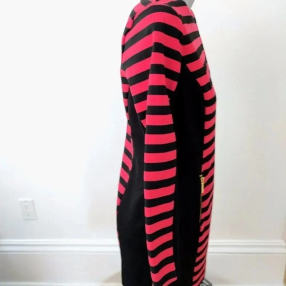 Michael Kors Dress Sz L Red Black  Stripe Sturdy Knit - Picture 3 of 4